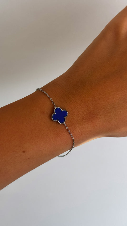 Bloem armband blauw