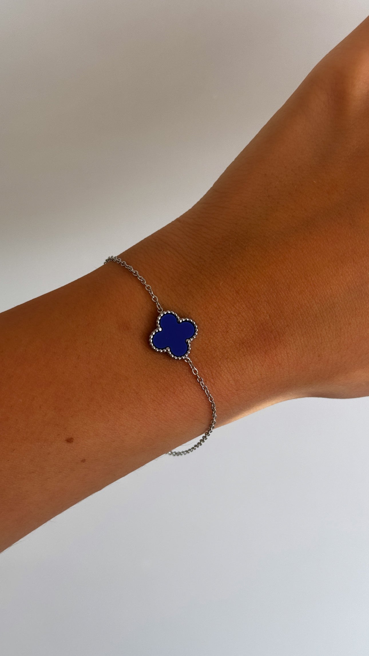 Bloem armband blauw