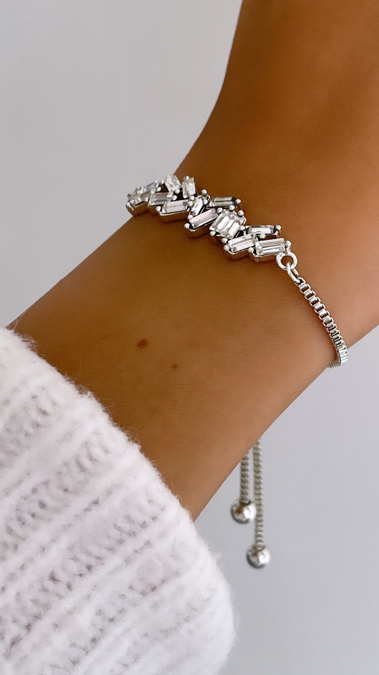 Crystal armband zilver koord