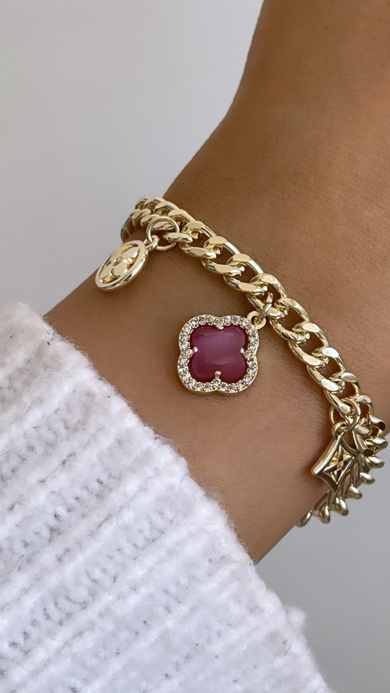 Luna armband donker roze