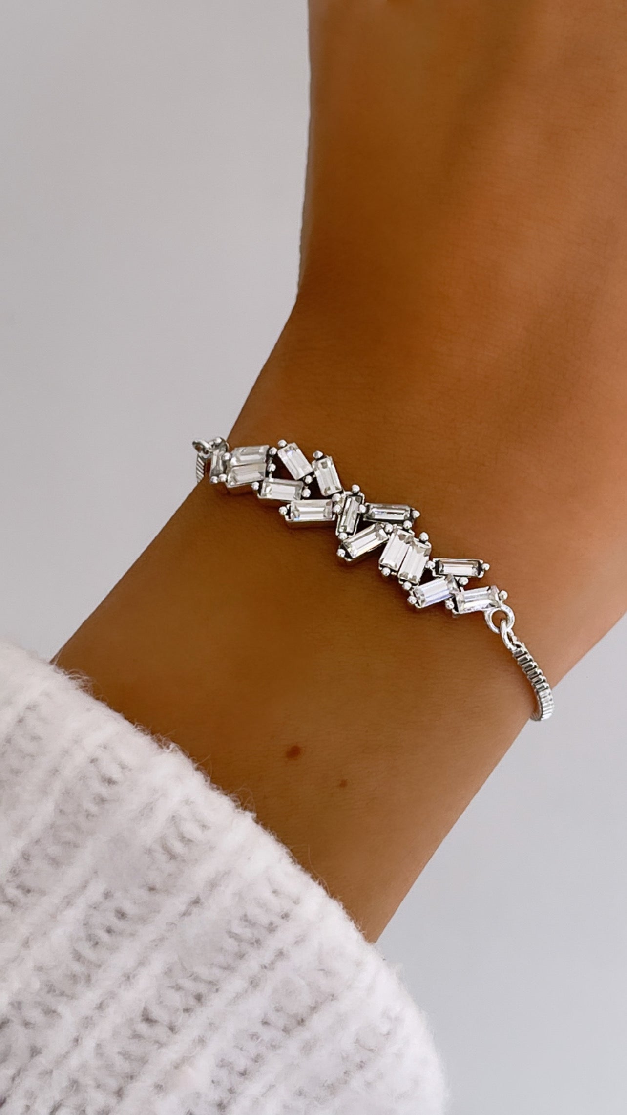 Crystal armband zilver koord